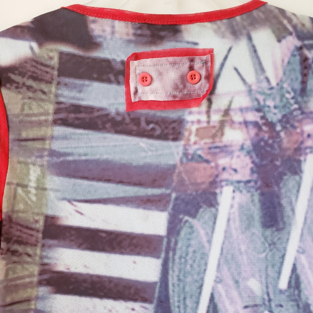 Vintage Lulu H. Red Multiprint Top - Picture 9 of 15